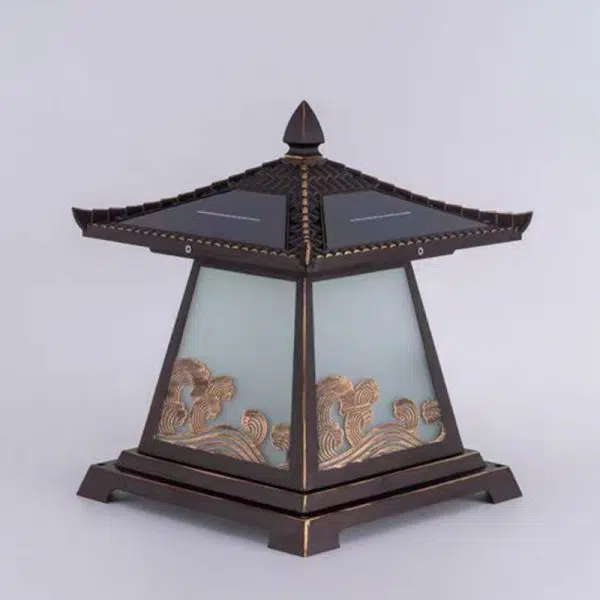 Traditional Chinese Solar Waterproof Glass Aluminum Alloy Palace Wave LED Outdoor Light Landscape Lighting For Garden - Image 19