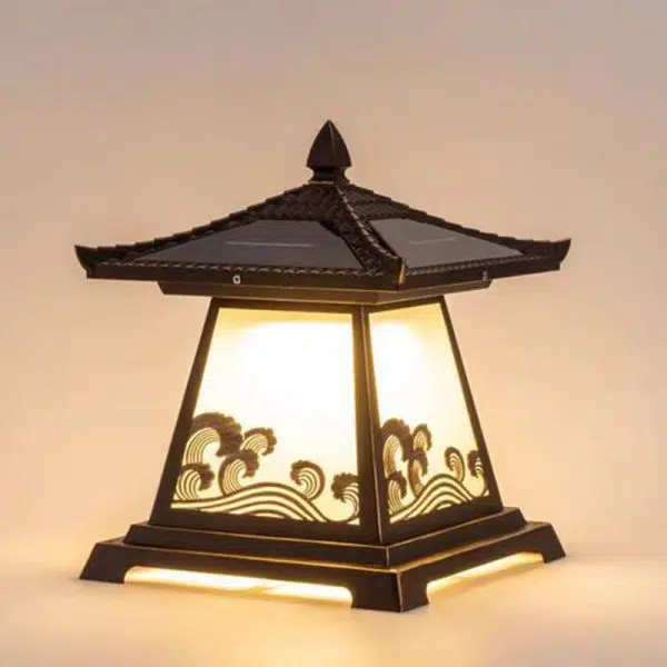 Traditional Chinese Solar Waterproof Glass Aluminum Alloy Palace Wave LED Outdoor Light Landscape Lighting For Garden - Image 16