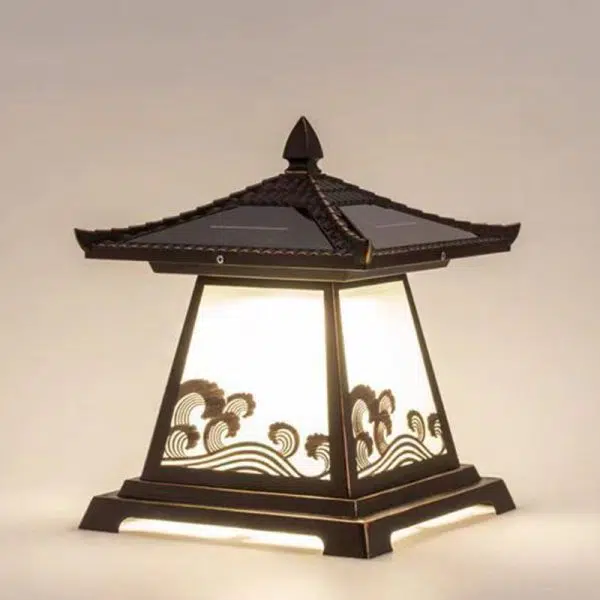 Traditional Chinese Solar Waterproof Glass Aluminum Alloy Palace Wave LED Outdoor Light Landscape Lighting For Garden - Image 17