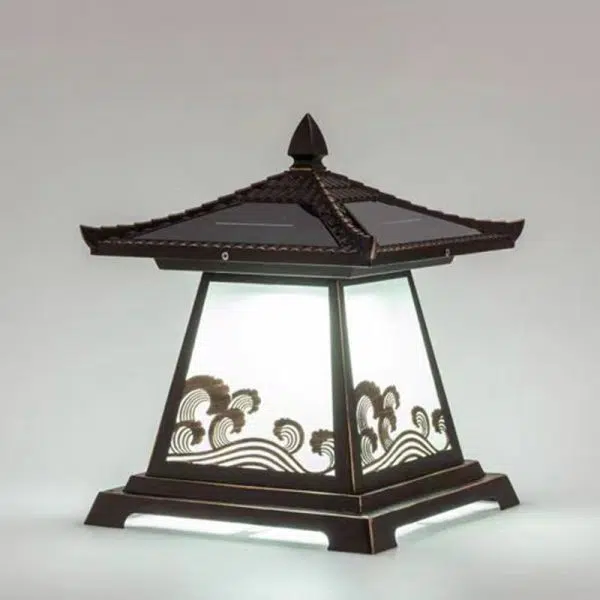 Traditional Chinese Solar Waterproof Glass Aluminum Alloy Palace Wave LED Outdoor Light Landscape Lighting For Garden - Image 18