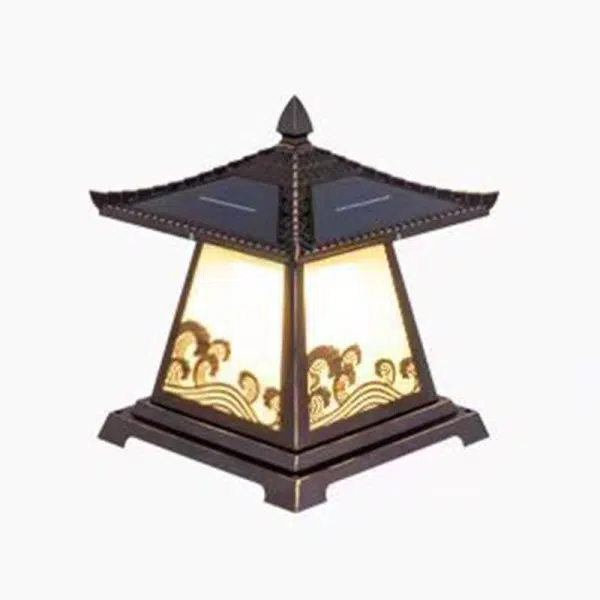 Traditional Chinese Solar Waterproof Glass Aluminum Alloy Palace Wave LED Outdoor Light Landscape Lighting For Garden - Image 24