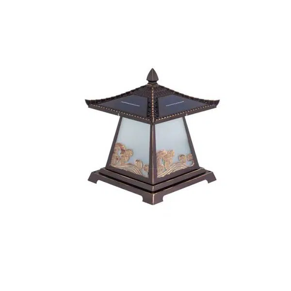 Traditional Chinese Solar Waterproof Glass Aluminum Alloy Palace Wave LED Outdoor Light Landscape Lighting For Garden - Image 27