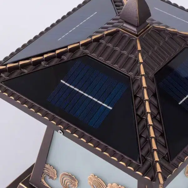 Traditional Chinese Solar Waterproof Glass Aluminum Alloy Palace Wave LED Outdoor Light Landscape Lighting For Garden - Image 11