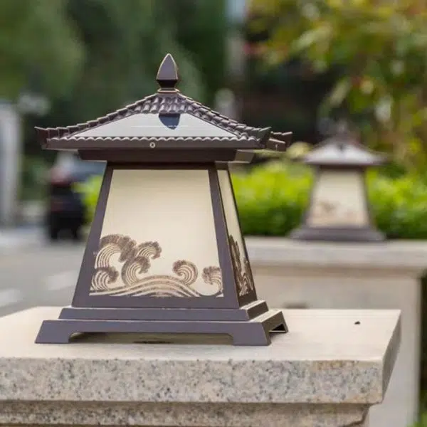 Traditional Chinese Solar Waterproof Glass Aluminum Alloy Palace Wave LED Outdoor Light Landscape Lighting For Garden - Image 23