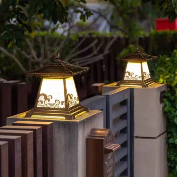 Traditional Chinese Solar Waterproof Glass Aluminum Alloy Palace Wave LED Outdoor Light Landscape Lighting For Garden - Image 4