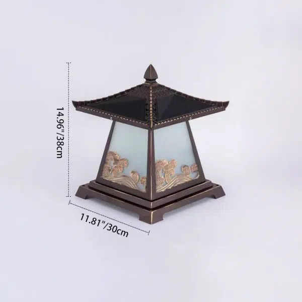 Traditional Chinese Solar Waterproof Glass Aluminum Alloy Palace Wave LED Outdoor Light Landscape Lighting For Garden - Image 9