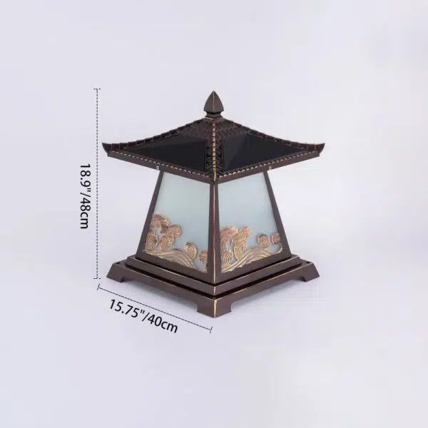 Traditional Chinese Solar Waterproof Glass Aluminum Alloy Palace Wave LED Outdoor Light Landscape Lighting For Garden - Image 10