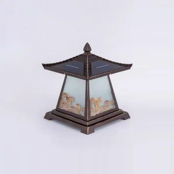 Traditional Chinese Solar Waterproof Glass Aluminum Alloy Palace Wave LED Outdoor Light Landscape Lighting For Garden - Image 25