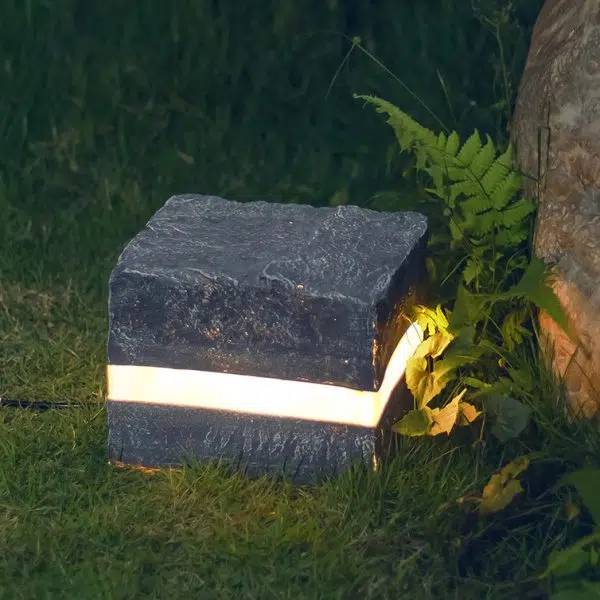 Contemporary Creative Solar Waterproof Resin Glass Fiber Simulated Stone Stripe Cube LED Outdoor Light Landscape Lighting For Garden - Image 11