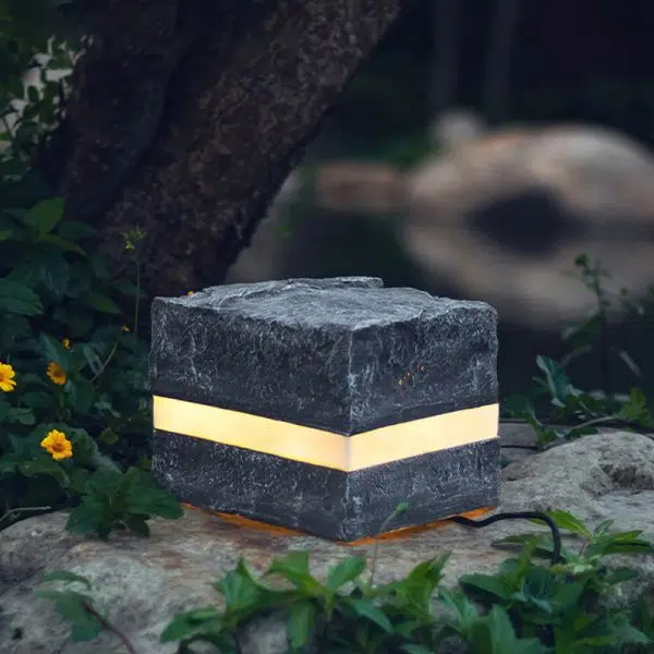 Contemporary Creative Solar Waterproof Resin Glass Fiber Simulated Stone Stripe Cube LED Outdoor Light Landscape Lighting For Garden - Image 13