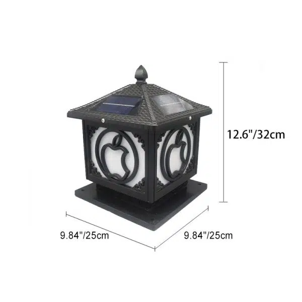Traditional Chinese Solar Waterproof Aluminum Acrylic Square Pointed Apple LED Outdoor Light For Garden - Image 6