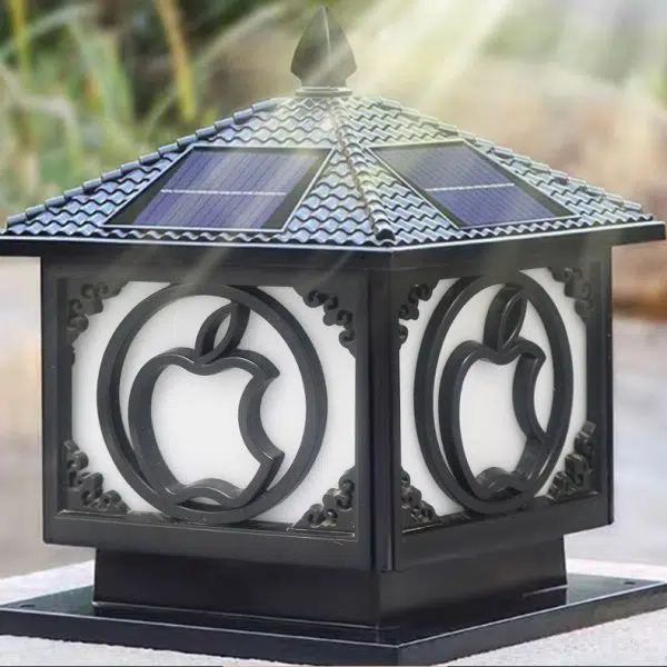 Traditional Chinese Solar Waterproof Aluminum Acrylic Square Pointed Apple LED Outdoor Light For Garden - Image 4