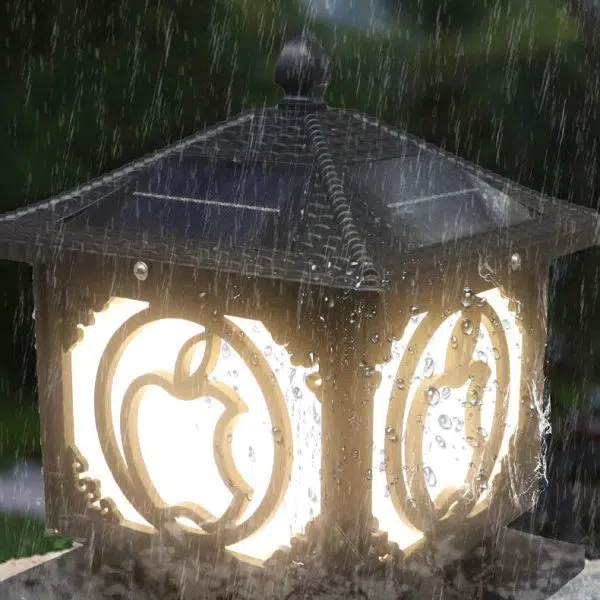 Traditional Chinese Solar Waterproof Aluminum Acrylic Square Pointed Apple LED Outdoor Light For Garden - Image 2