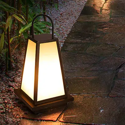 BS-Lighting-LX02608-1.jpg Traditional Japanese Solar Waterproof Stainless Steel Acrylic Trapezoidal Honeycombed Lantern LED Outdoor Light Landscape Lighting For Garden - Image 1