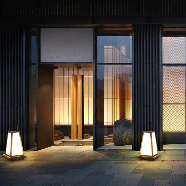 Traditional Japanese Solar Waterproof Stainless Steel Acrylic Trapezoidal Honeycombed Lantern LED Outdoor Light Landscape Lighting For Garden - Image 7