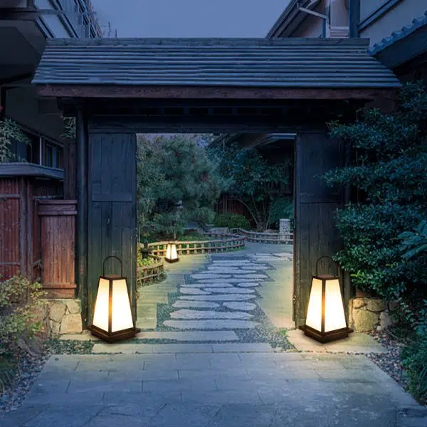 Traditional Japanese Solar Waterproof Stainless Steel Acrylic Trapezoidal Honeycombed Lantern LED Outdoor Light Landscape Lighting For Garden - Image 19