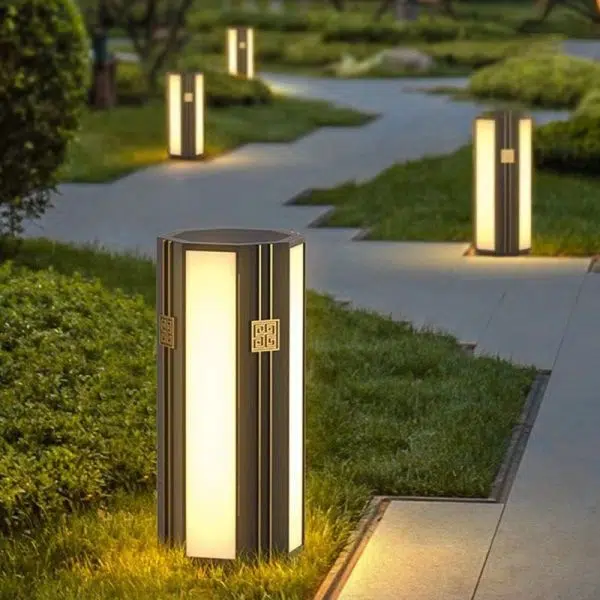 Traditional Chinese Solar Waterproof Stainless Steel PC Cylinder Octagon LED Outdoor Light Landscape Lighting For Garden - Image 3