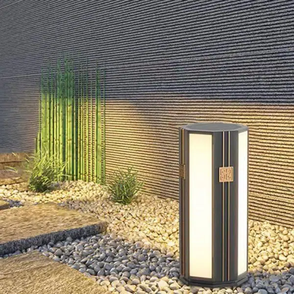 Traditional Chinese Solar Waterproof Stainless Steel PC Cylinder Octagon LED Outdoor Light Landscape Lighting For Garden - Image 5