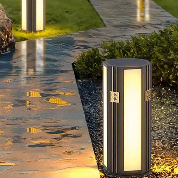Traditional Chinese Solar Waterproof Stainless Steel PC Cylinder Octagon LED Outdoor Light Landscape Lighting For Garden - Image 4