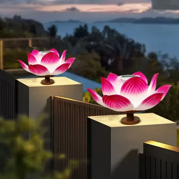 Traditional Chinese Solar Waterproof ABS Lotus LED Outdoor Light Landscape Lighting For Outdoor Patio - Image 7