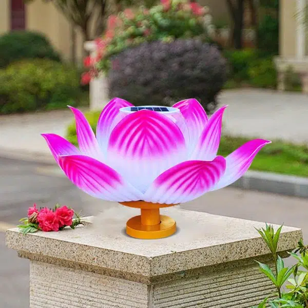 Traditional Chinese Solar Waterproof ABS Lotus LED Outdoor Light Landscape Lighting For Outdoor Patio - Image 2