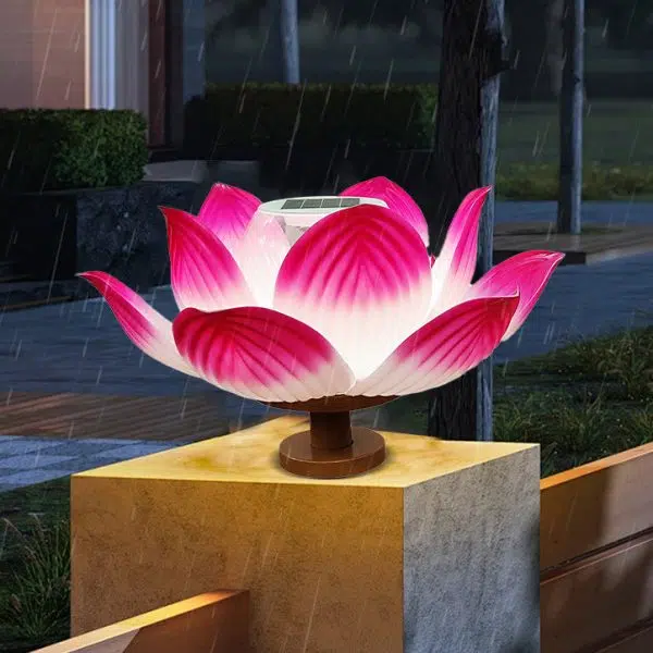 Traditional Chinese Solar Waterproof ABS Lotus LED Outdoor Light Landscape Lighting For Outdoor Patio - Image 8