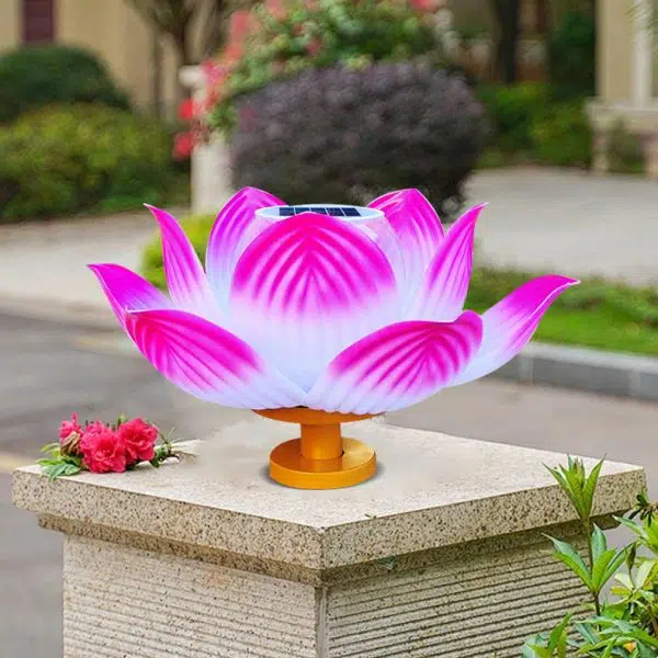 Traditional Chinese Solar Waterproof ABS Lotus LED Outdoor Light Landscape Lighting For Outdoor Patio - Image 9
