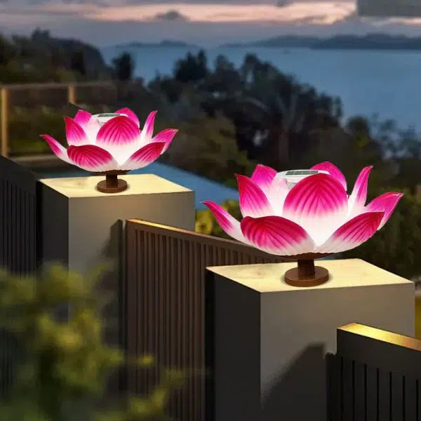 Traditional Chinese Solar Waterproof ABS Lotus LED Outdoor Light Landscape Lighting For Outdoor Patio - Image 3