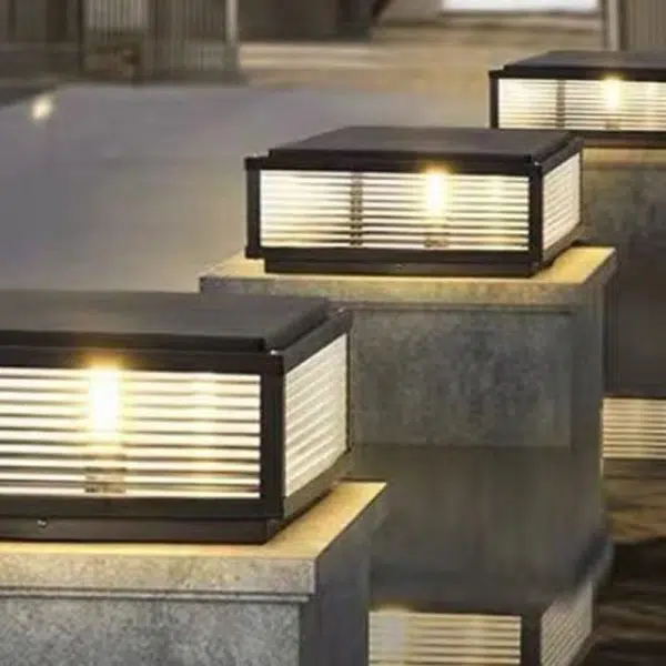 Modern Minimalist Solar Waterproof Square Stripes Aluminum Alloy Glass LED Landscape Lighting Outdoor Light For Outdoor Patio - Image 2