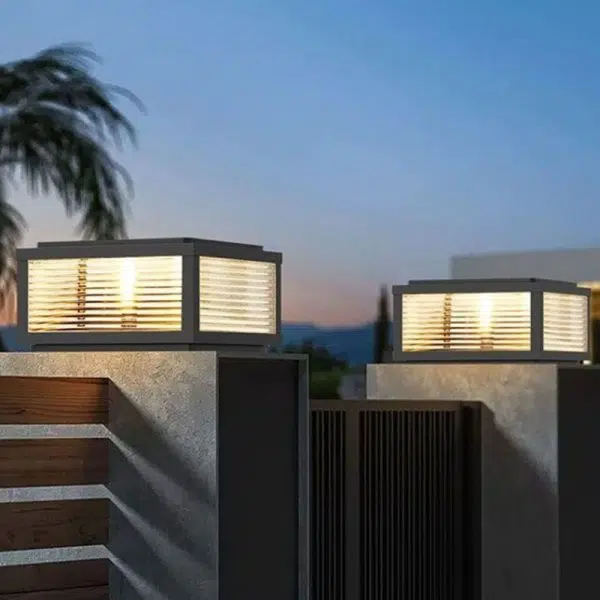 Modern Minimalist Solar Waterproof Square Stripes Aluminum Alloy Glass LED Landscape Lighting Outdoor Light For Outdoor Patio - Image 17