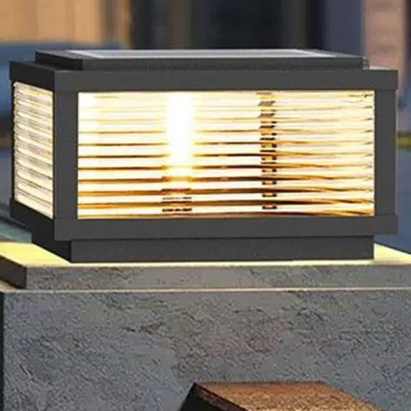 Modern Minimalist Solar Waterproof Square Stripes Aluminum Alloy Glass LED Landscape Lighting Outdoor Light For Outdoor Patio - Image 9