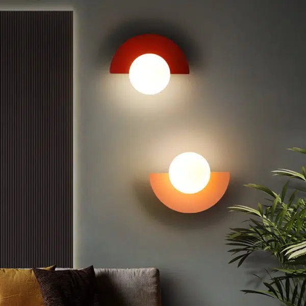 Modern Minimalist Glass Spherical Colorful Semicircle Design 1-Light Wall Sconce Lamp - Image 2