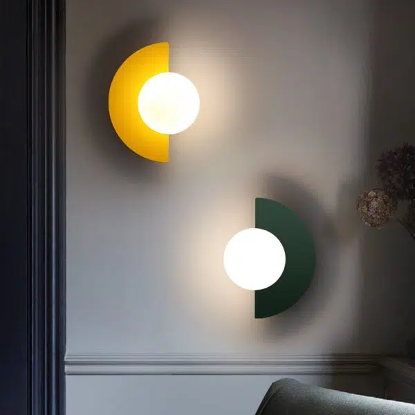 Modern Minimalist Glass Spherical Colorful Semicircle Design 1-Light Wall Sconce Lamp - Image 3