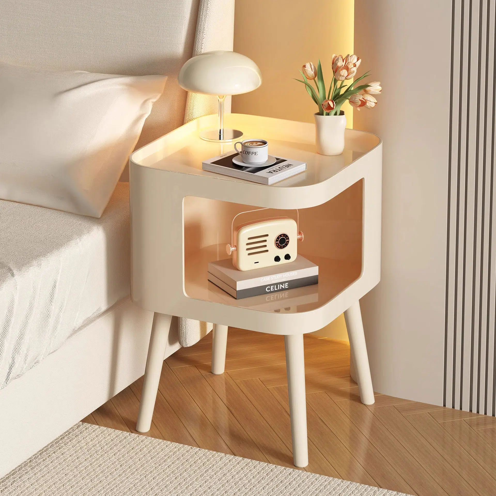 BS-Table-BC04726-2-10ccc78c-25ed-42fb-95d4-1a58fd57808e.jpg Contemporary Creative Stainless Steel Square End Table With 2 Tiers For Living Room - Image 1