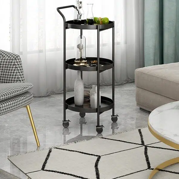Contemporary Nordic Iron Round Movable Side Table With 2/3 Tier Storage For Living Room - Image 16