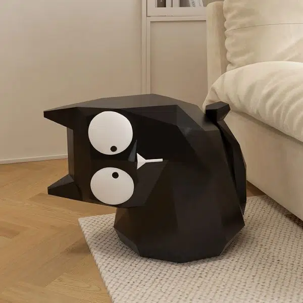 Contemporary Creative Resin Black Cat End Table Decor Piece For Living Room & Bedroom - Image 2