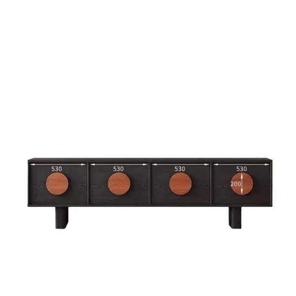 Contemporary Retro Pine & Waxed Wood Rectangular TV Stand Cabinet With 4 Drawers For Living Room & Bedroom - Image 10