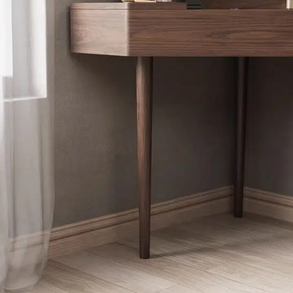 Contemporary Nordic Solid Wood Triangular Makeup Vanity & Stool Set With Mirror And Storage For Bedroom - Image 20