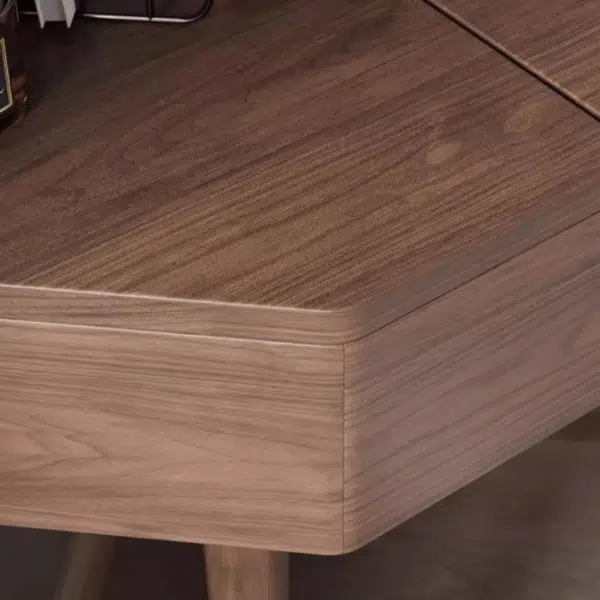 Contemporary Nordic Solid Wood Triangular Makeup Vanity & Stool Set With Mirror And Storage For Bedroom - Image 14