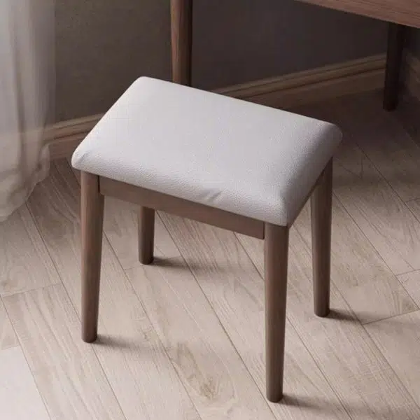 Contemporary Nordic Solid Wood Triangular Makeup Vanity & Stool Set With Mirror And Storage For Bedroom - Image 18