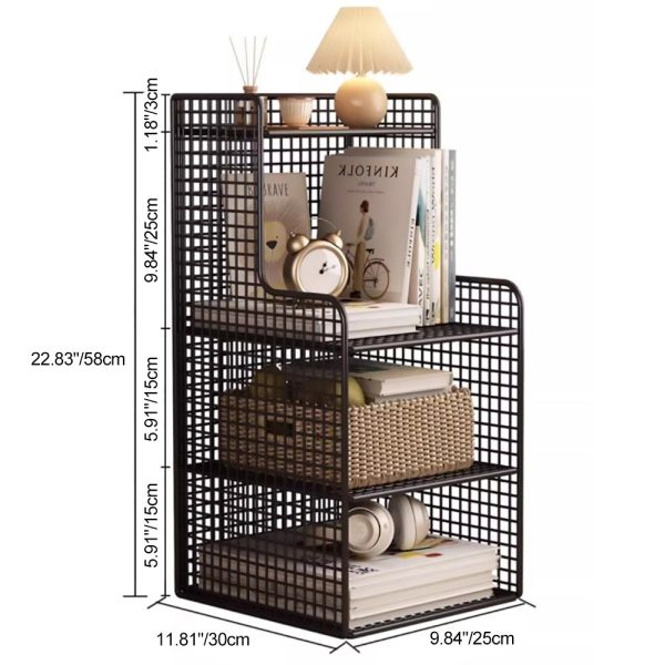 Modern Minimalist Iron Square Side Cabinet Nightstand With 4 Tiers For Living Room And Bedroom - Image 9