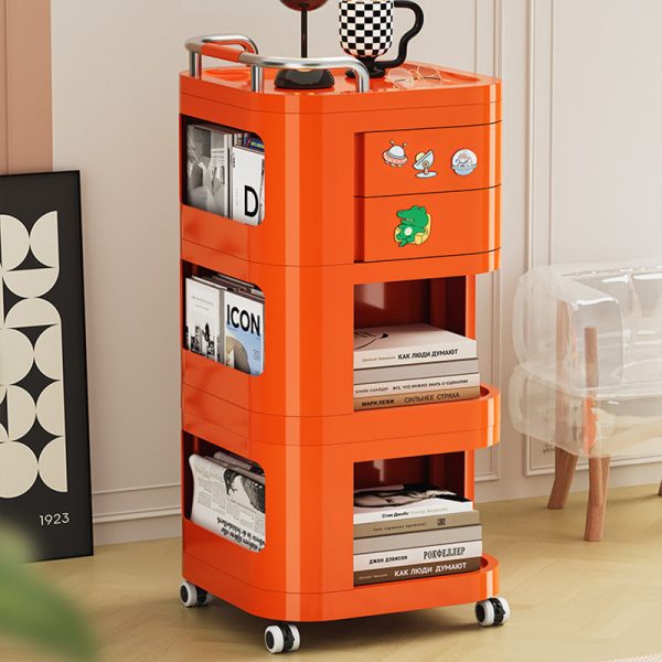 Contemporary Nordic ABS Stainless Steel Square Movable Storage Cart End Table With 2/3/4 Tiers For Bedroom And Living Room - Image 4