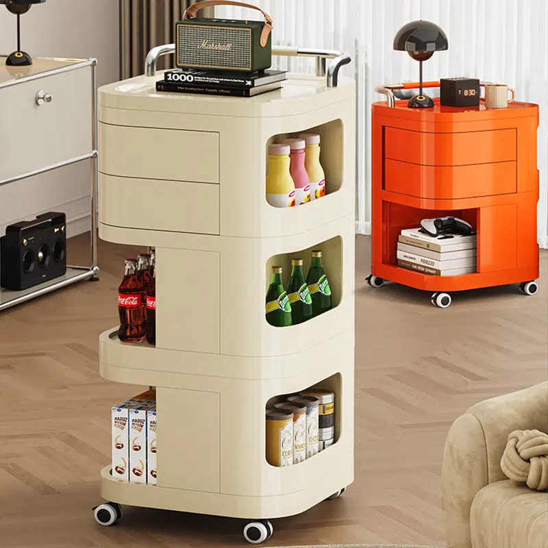 BS-Table-BX03191-9.jpg Contemporary Nordic ABS Stainless Steel Square Movable Storage Cart End Table With 2/3/4 Tiers For Bedroom And Living Room - Image 1