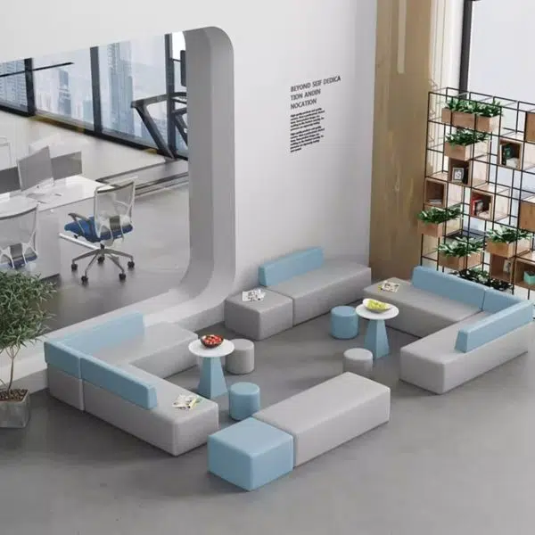 Contemporary Scandinavian Leather Wood Sponge Rectangular Square Round Coffee Table & Chair Set For Living Room - Image 16