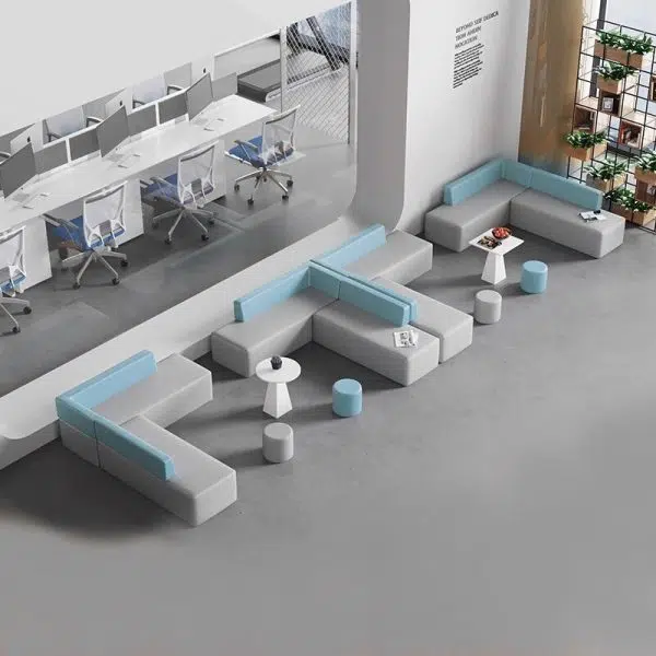 Contemporary Scandinavian Leather Wood Sponge Rectangular Square Round Coffee Table & Chair Set For Living Room - Image 5