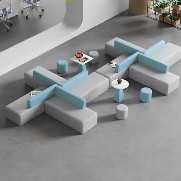 Contemporary Scandinavian Leather Wood Sponge Rectangular Square Round Coffee Table & Chair Set For Living Room - Image 15