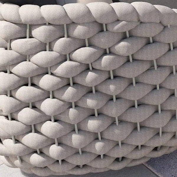 Contemporary Scandinavian Weaving Fabric Aluminum Alloy Round Arc Outdoor Coffee Table & Chair Set For Outdoor Patio - Image 9