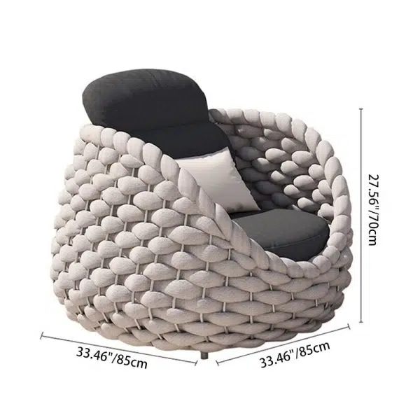 Contemporary Scandinavian Weaving Fabric Aluminum Alloy Round Arc Outdoor Coffee Table & Chair Set For Outdoor Patio - Image 7