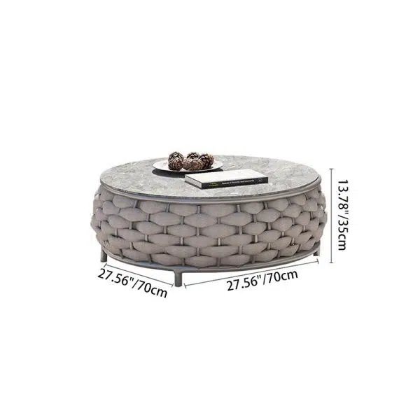Contemporary Scandinavian Weaving Fabric Aluminum Alloy Round Arc Outdoor Coffee Table & Chair Set For Outdoor Patio - Image 8