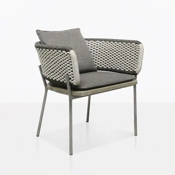 Contemporary Scandinavian Weaving Rope Fabric Aluminum Alloy Slab Square Outdoor Coffee Table & Chair Set For Outdoor Patio - Image 11